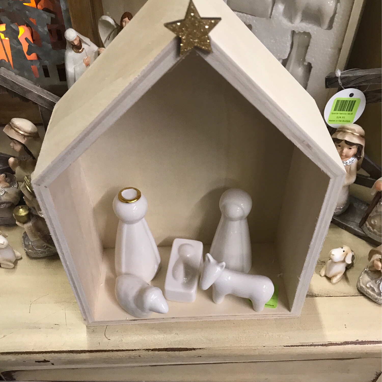 Set/6 Wood &amp; Ceramic Nativity