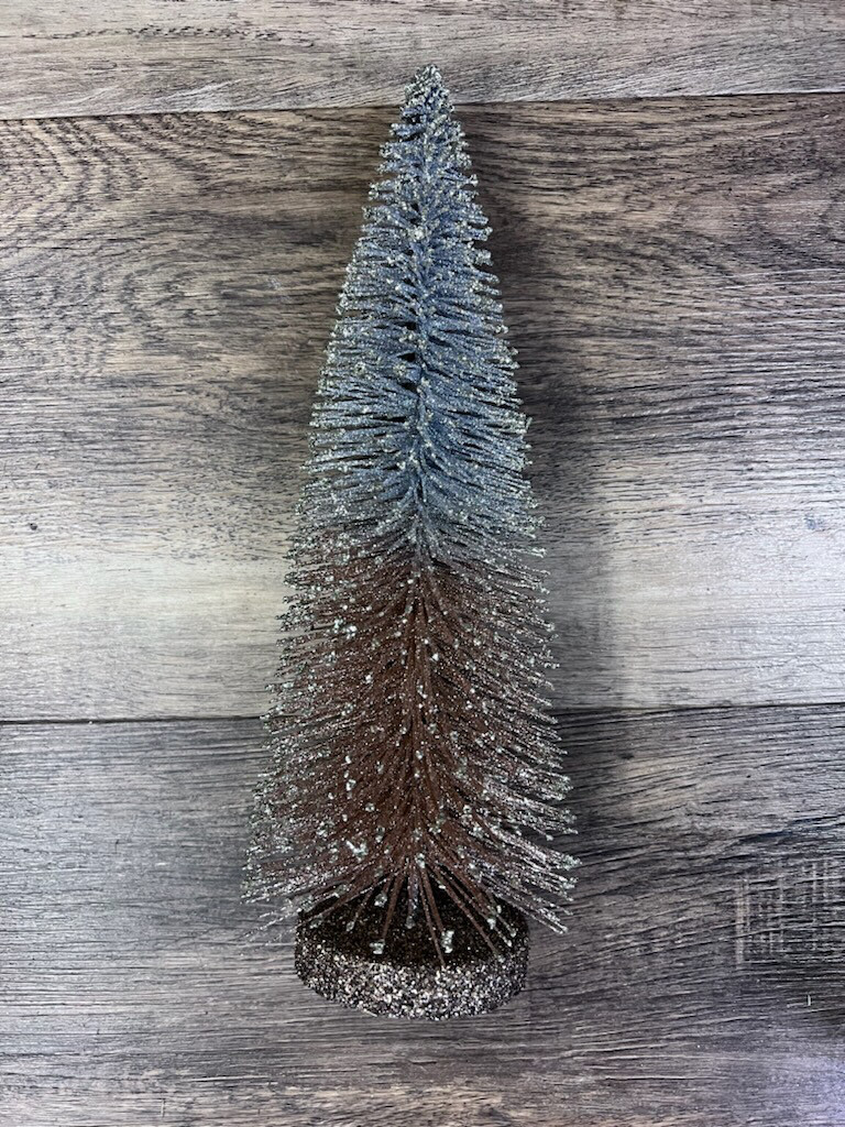 11-3/4&quot; Ombre Gold &amp; Silver Bottle Brush Tree