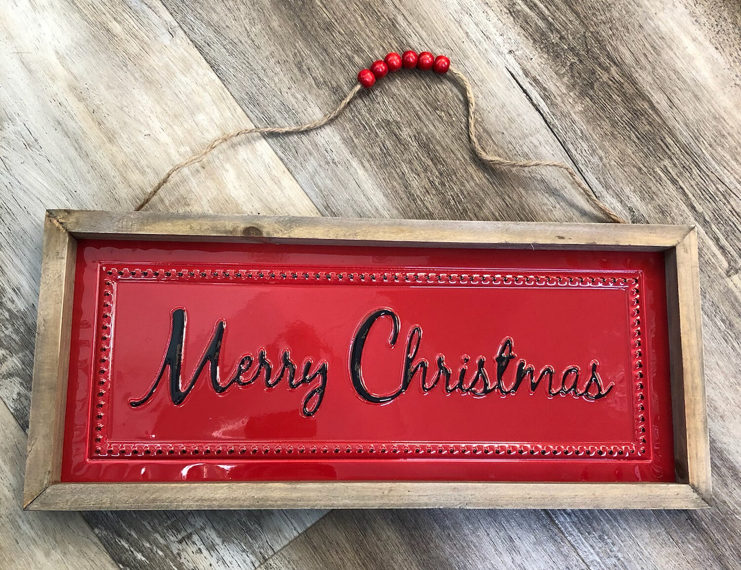 Merry Christmas Red Enamel Sign