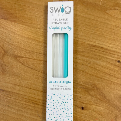 SWIG Clear & Aqua Reusable Straws