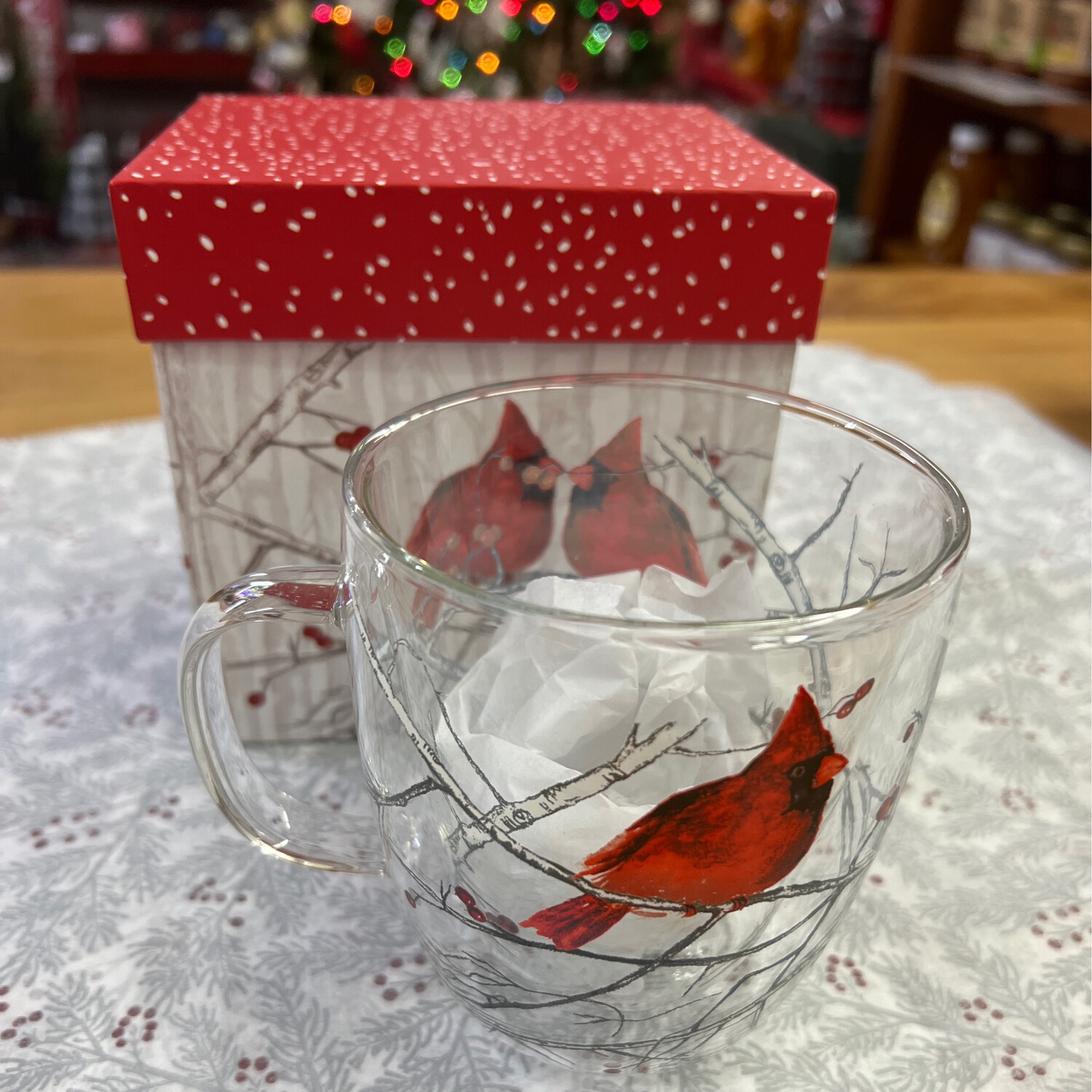 12 oz Glass Cardinal Mug