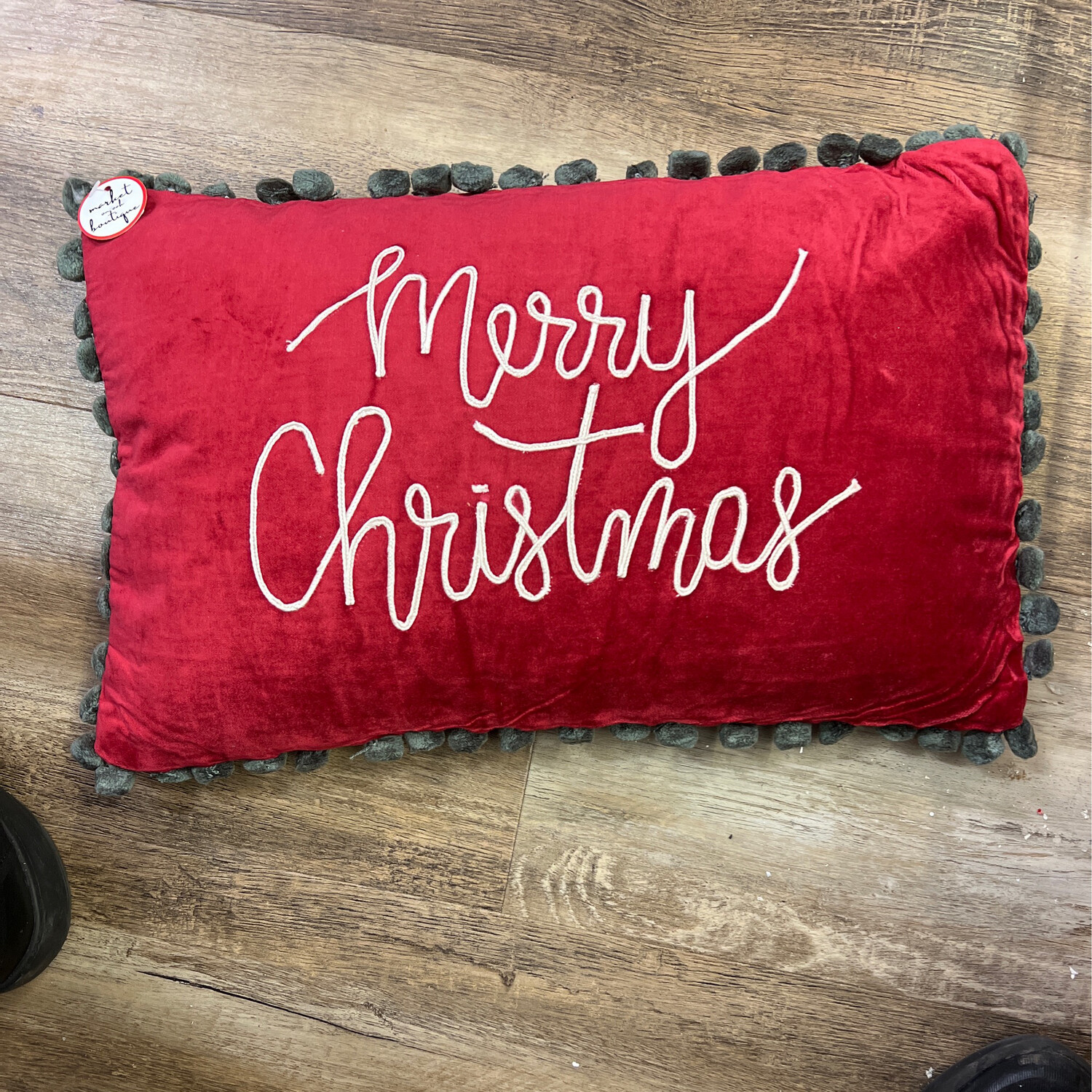 Embroidered Merry Christmas Pillow