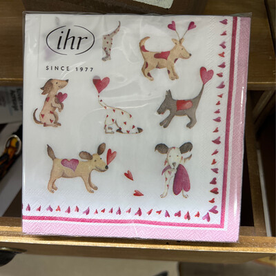 Love Heart Dogs Cocktail Napkins
