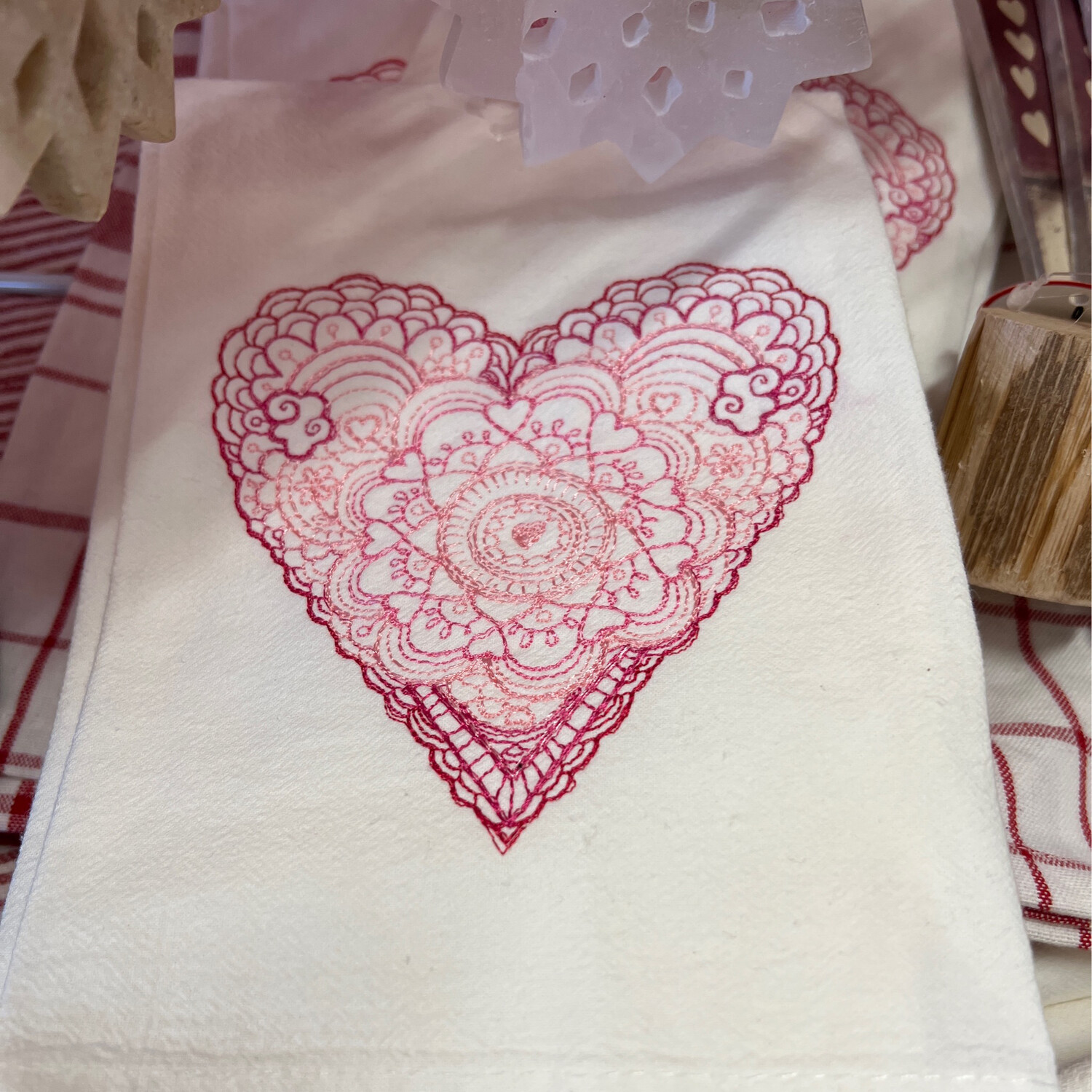 Lace Heart Tea Towel