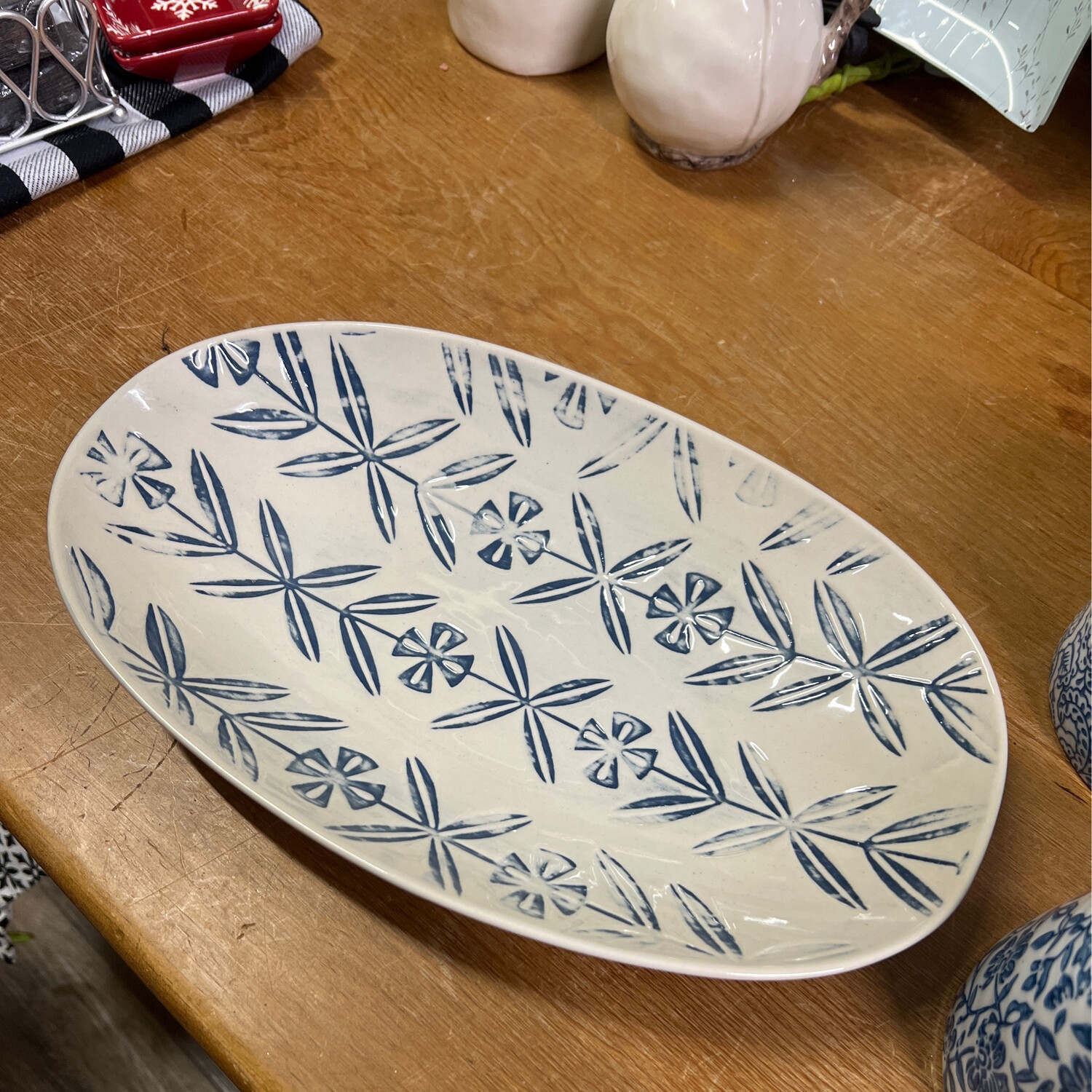 12-1/4" Handpainted Blue Platter