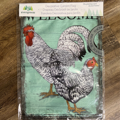 Welcome Rooster Garden Flag