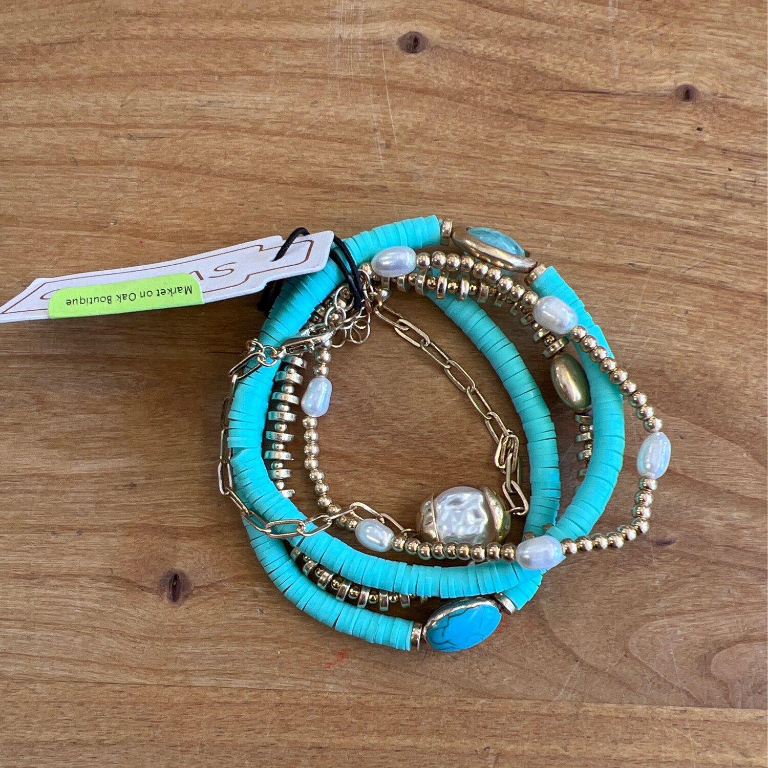5pc Semi Precious Turquoise Bracelets