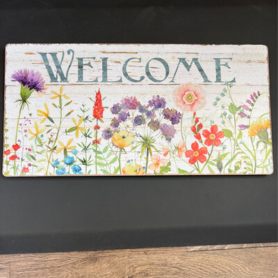 Floral Welcome Slat Wall Decor 