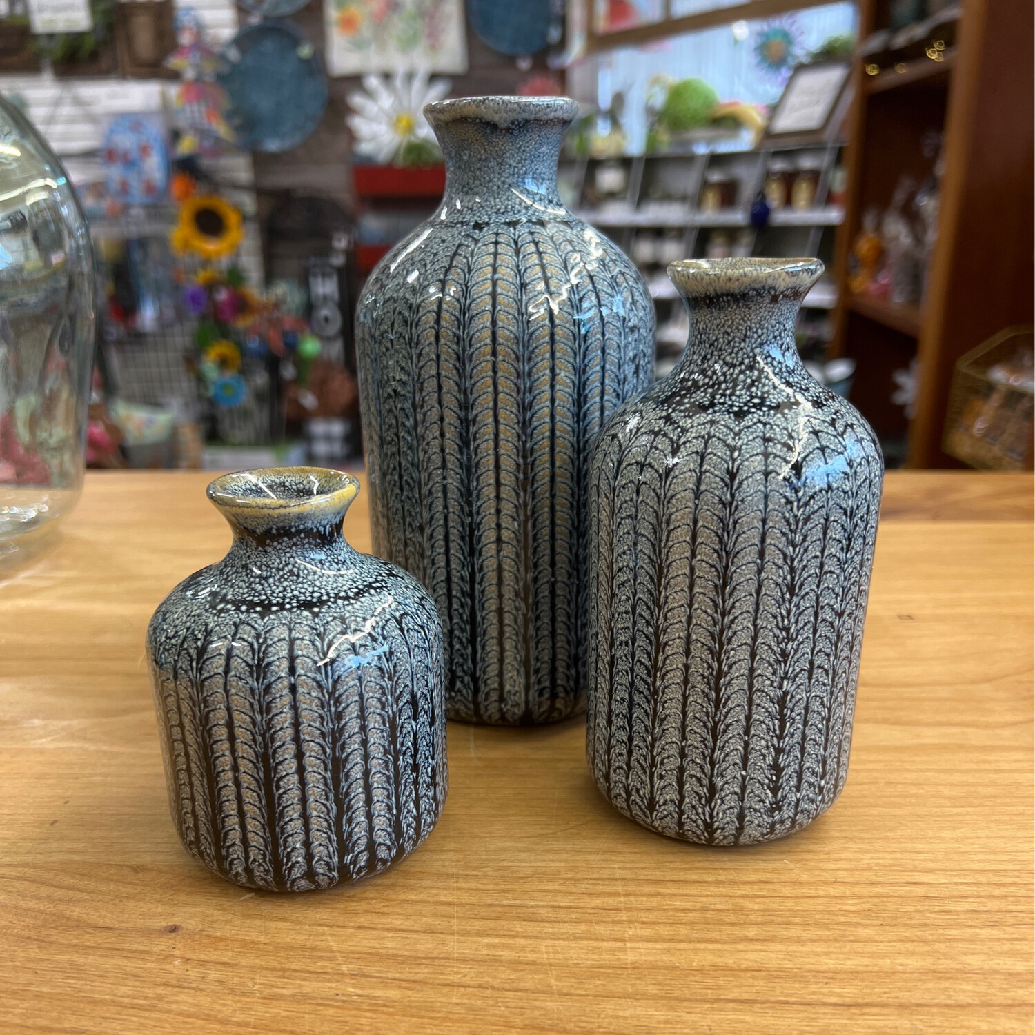 Patterned Navy Vases