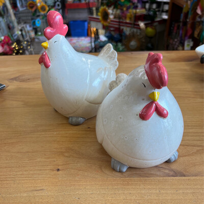White Ceramic Chickens