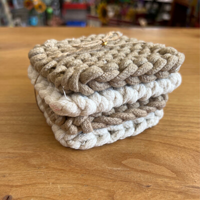 Taupe Crocheted Coasters Set