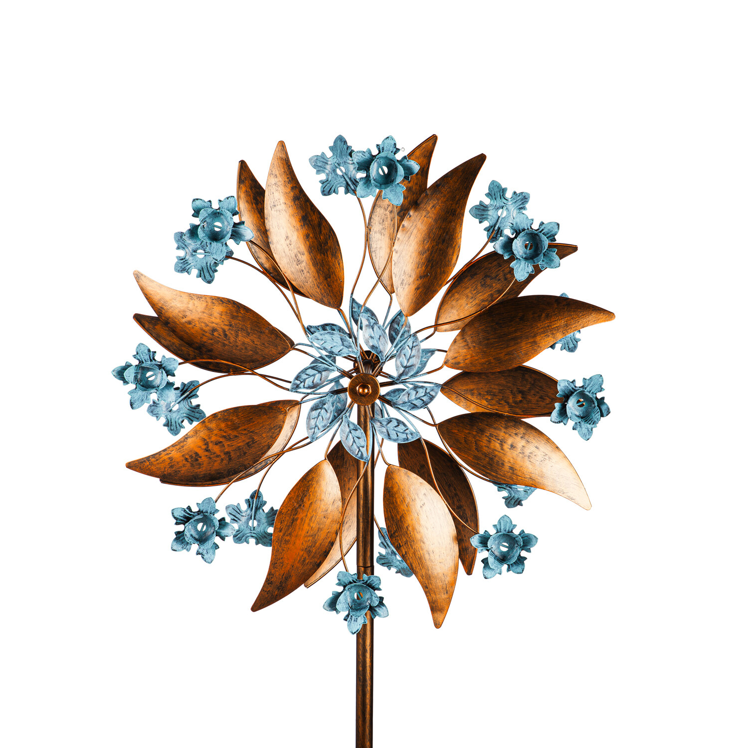 75" Copper & Blue Patina Blossom Spinner