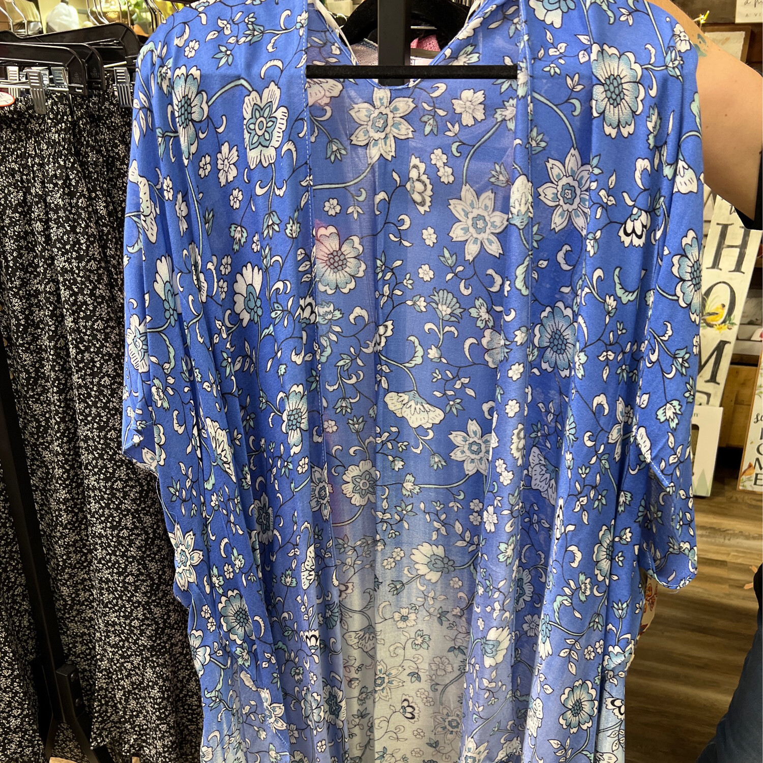 Blue Floral Vines Kimono