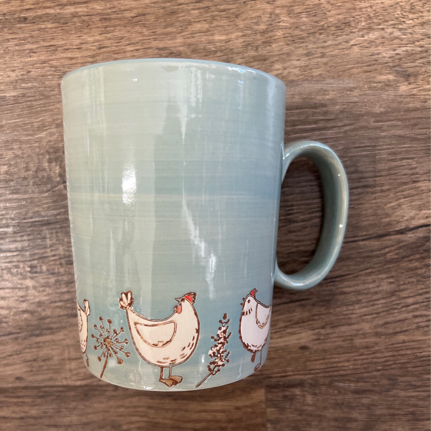 Stoneware Blue Chickens Mug