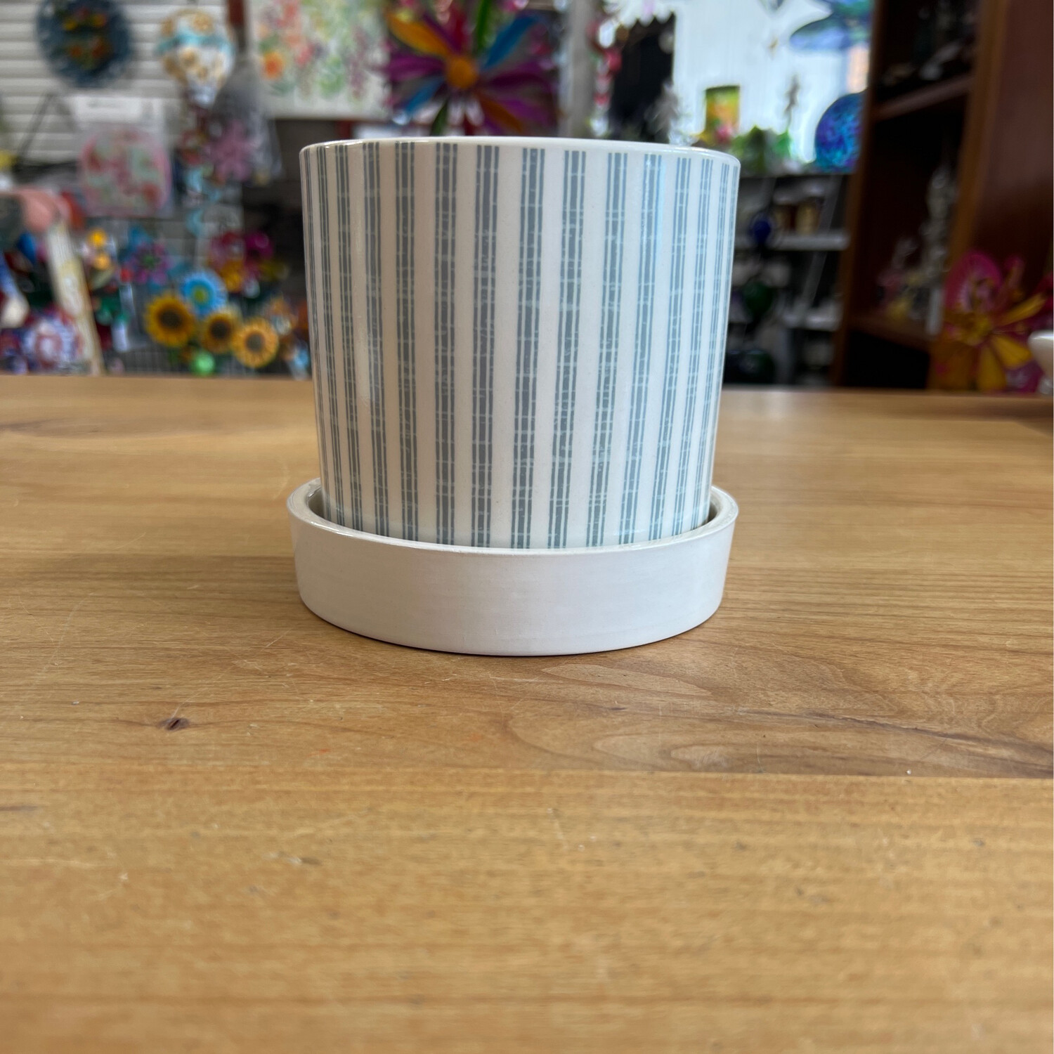 Blue & Ivory Striped Dolomite Canister