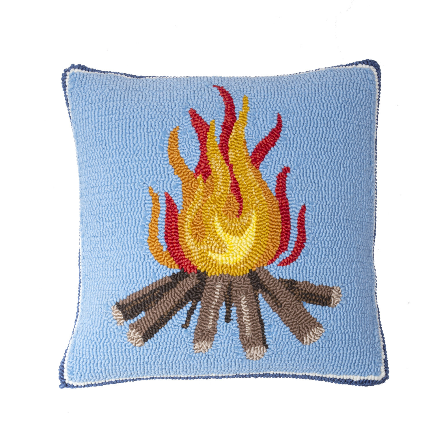 Indoor/Outdoor Hooked Campfire Pillow