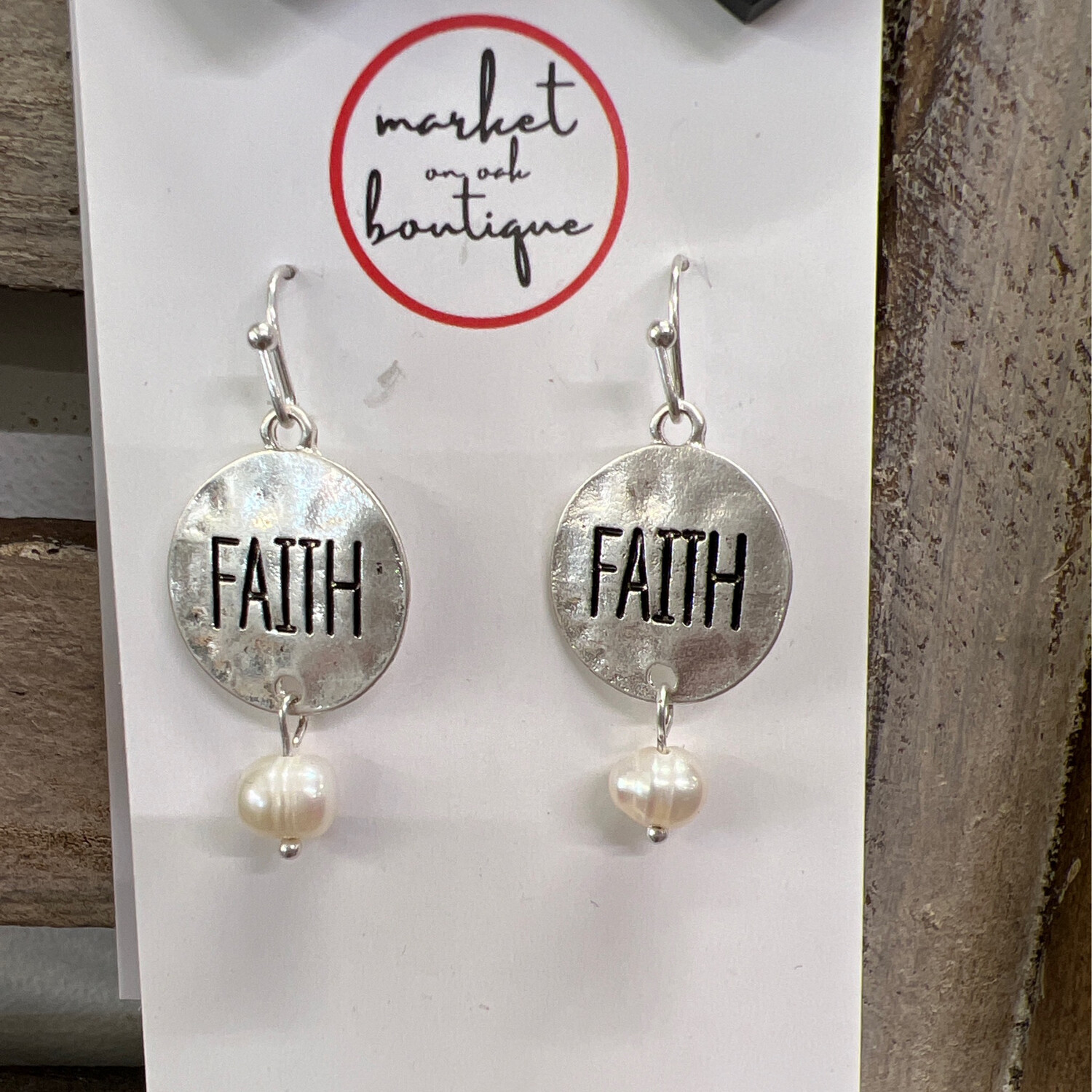 Silvertone Faith Earrings