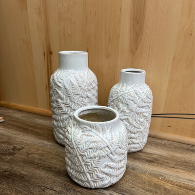 Embossed White Vases