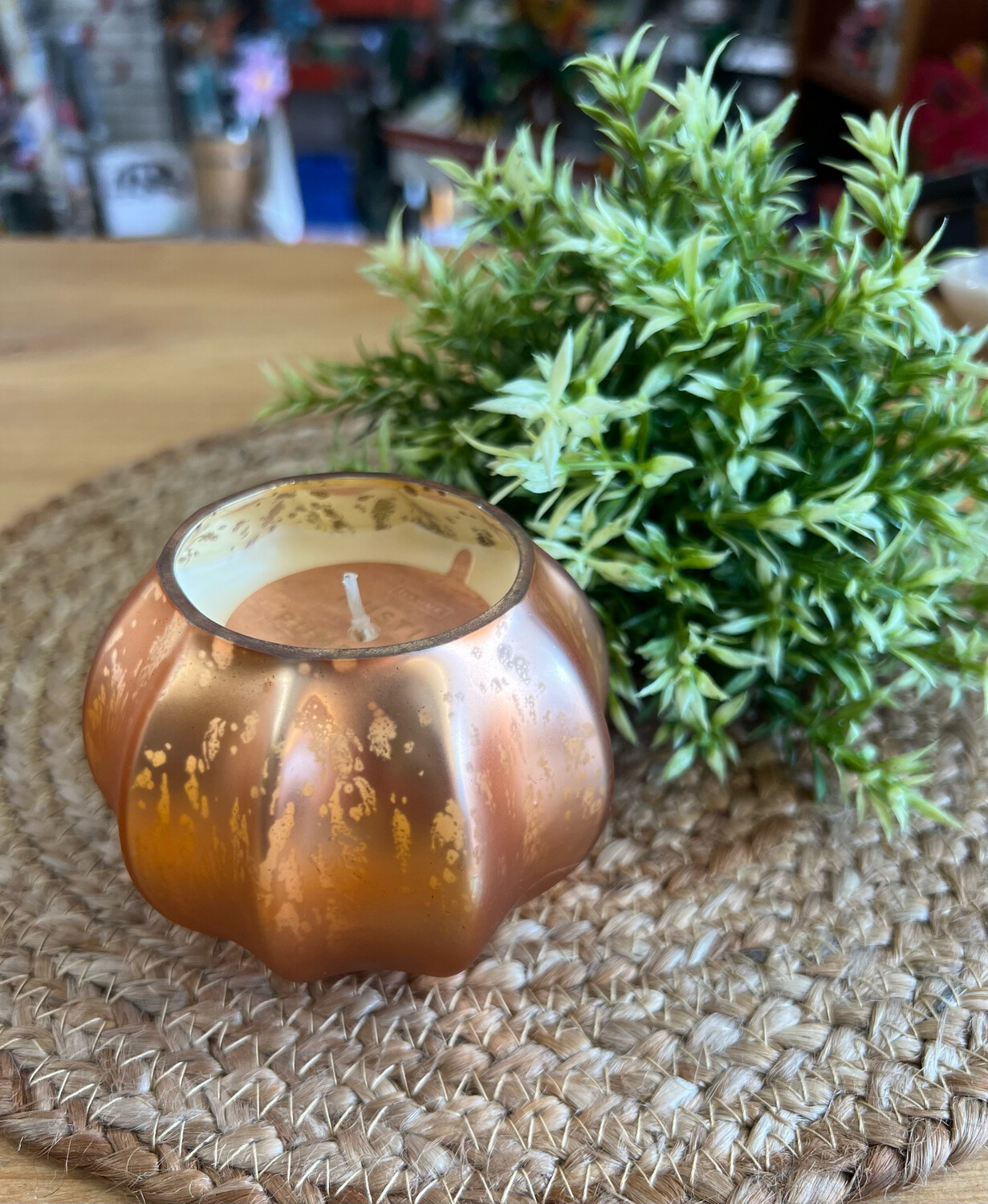 Rustic Pumpkin Mercury Glass Jar