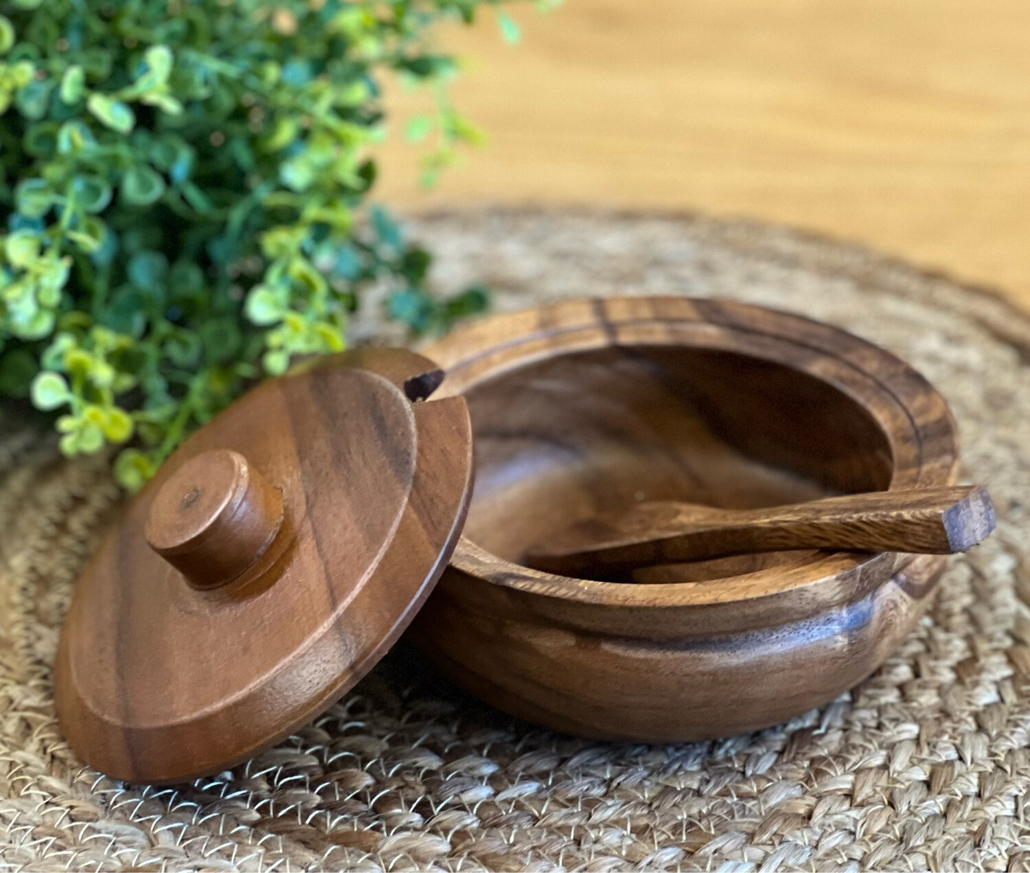 Acacia Wood Bowl & Spoon Set