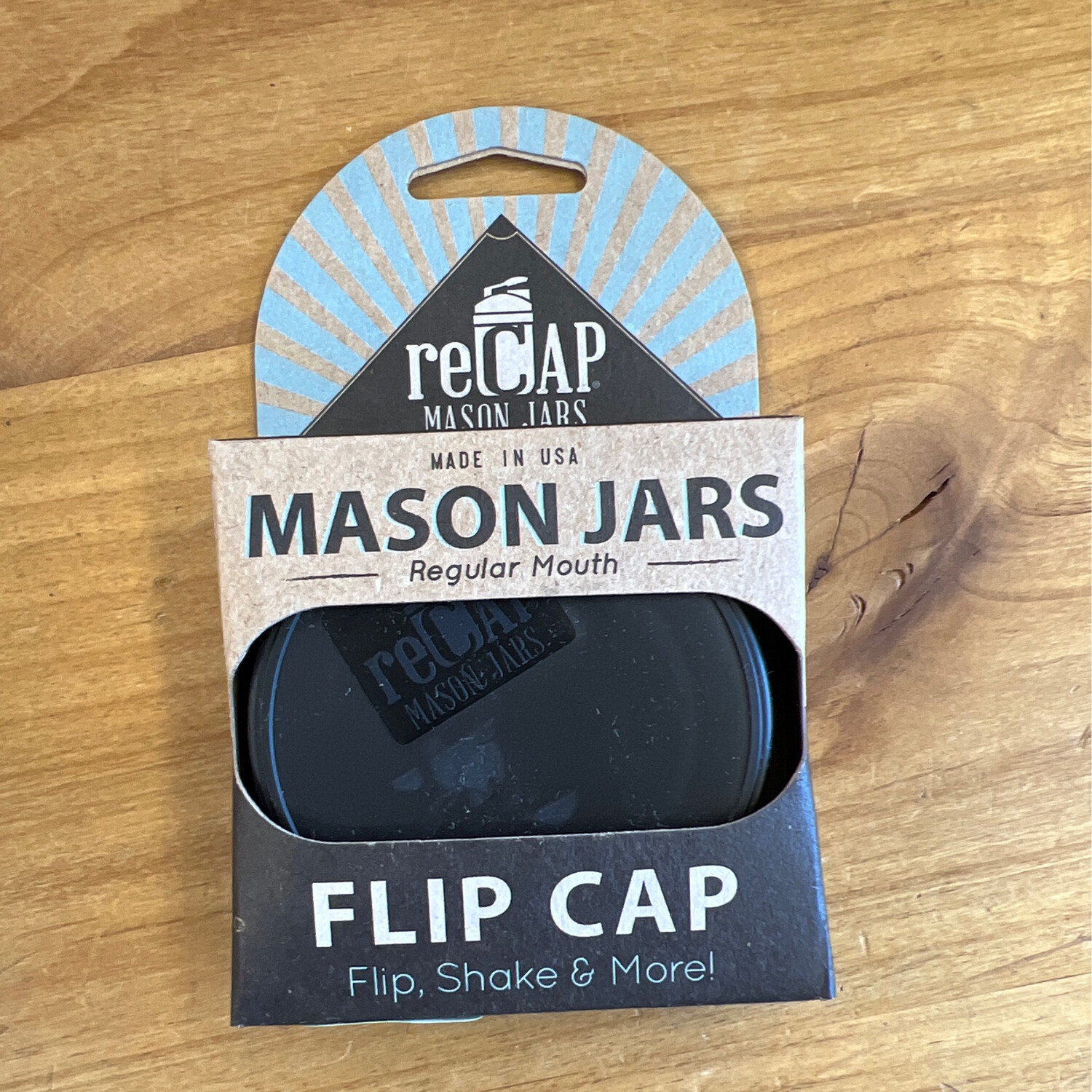 reCap Mason Jar Flip Cap Black