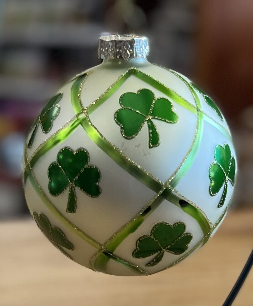 Shamrock Blown Glass Ornament