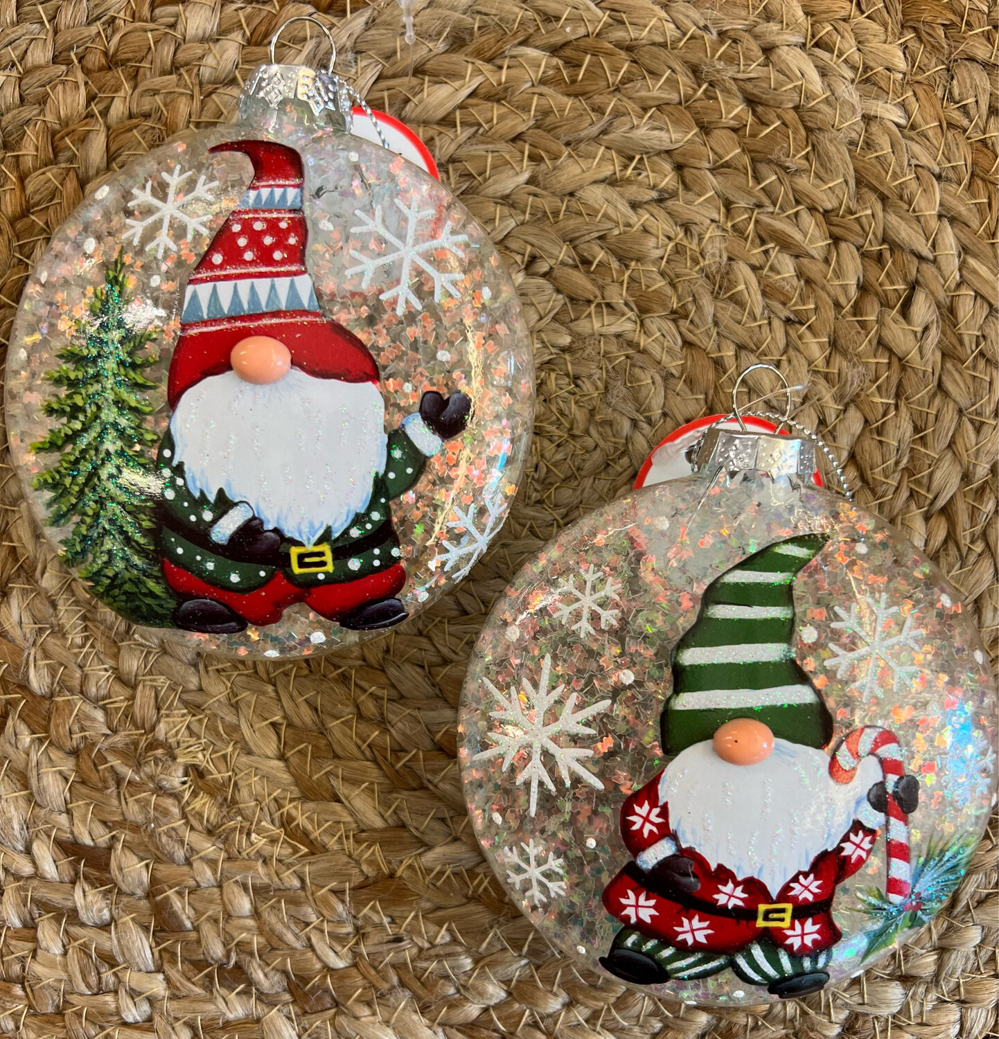 Glass Gnome Disc Ornament