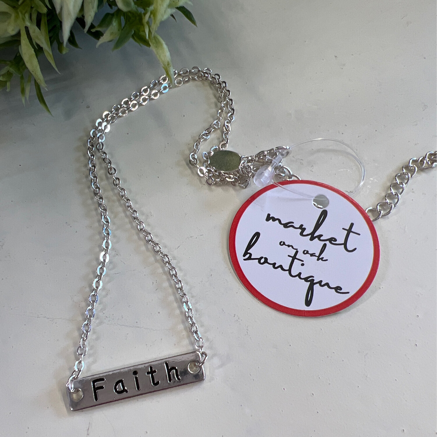 Silvertone Faith Necklace