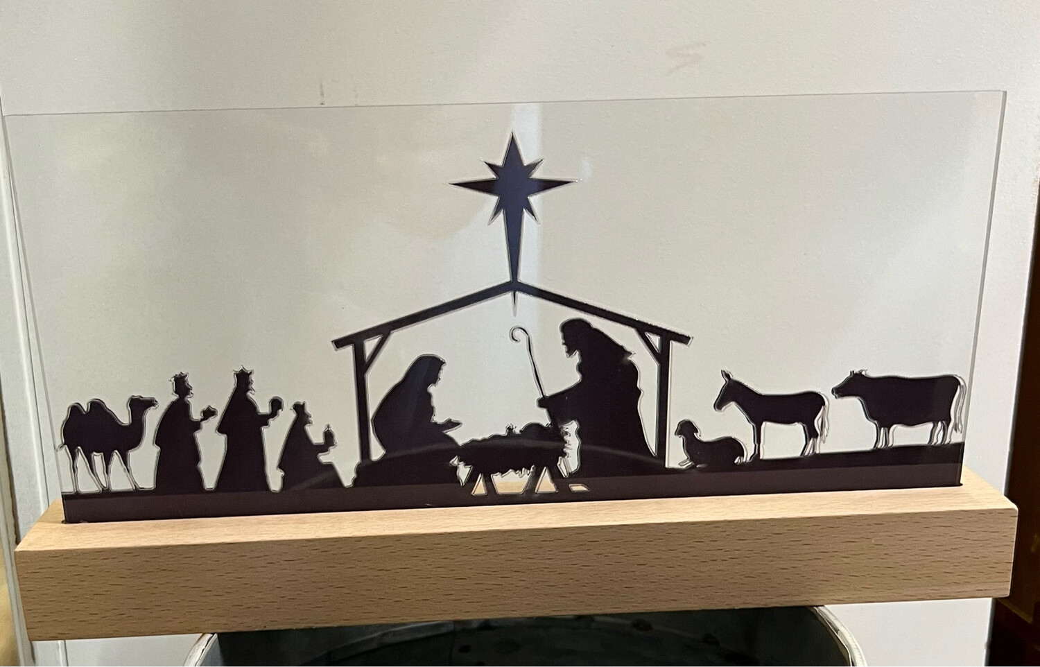 LED Nativity Glass Stand