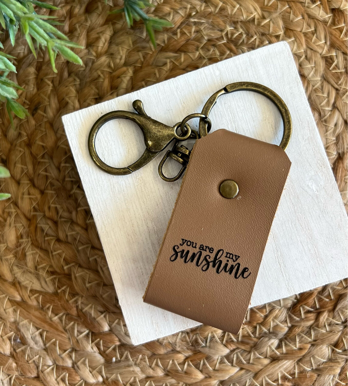 You Are My Sunshine Leather Keychain