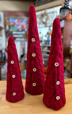 Cable Knit Cone Trees Cable Knit Cone Trees