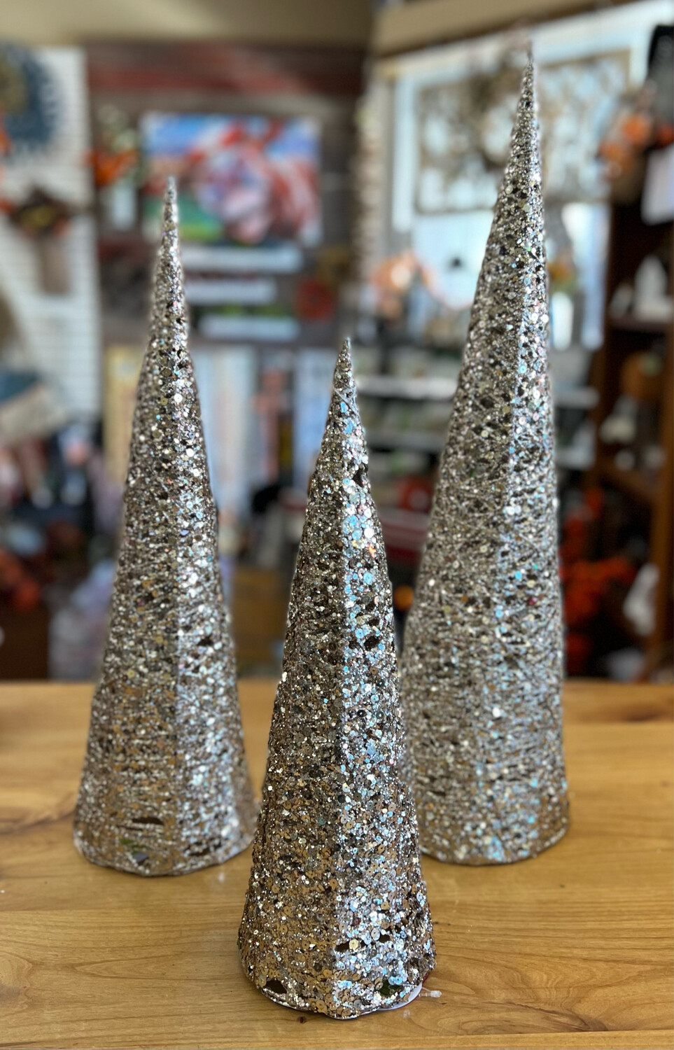 Glittery Cone Trees