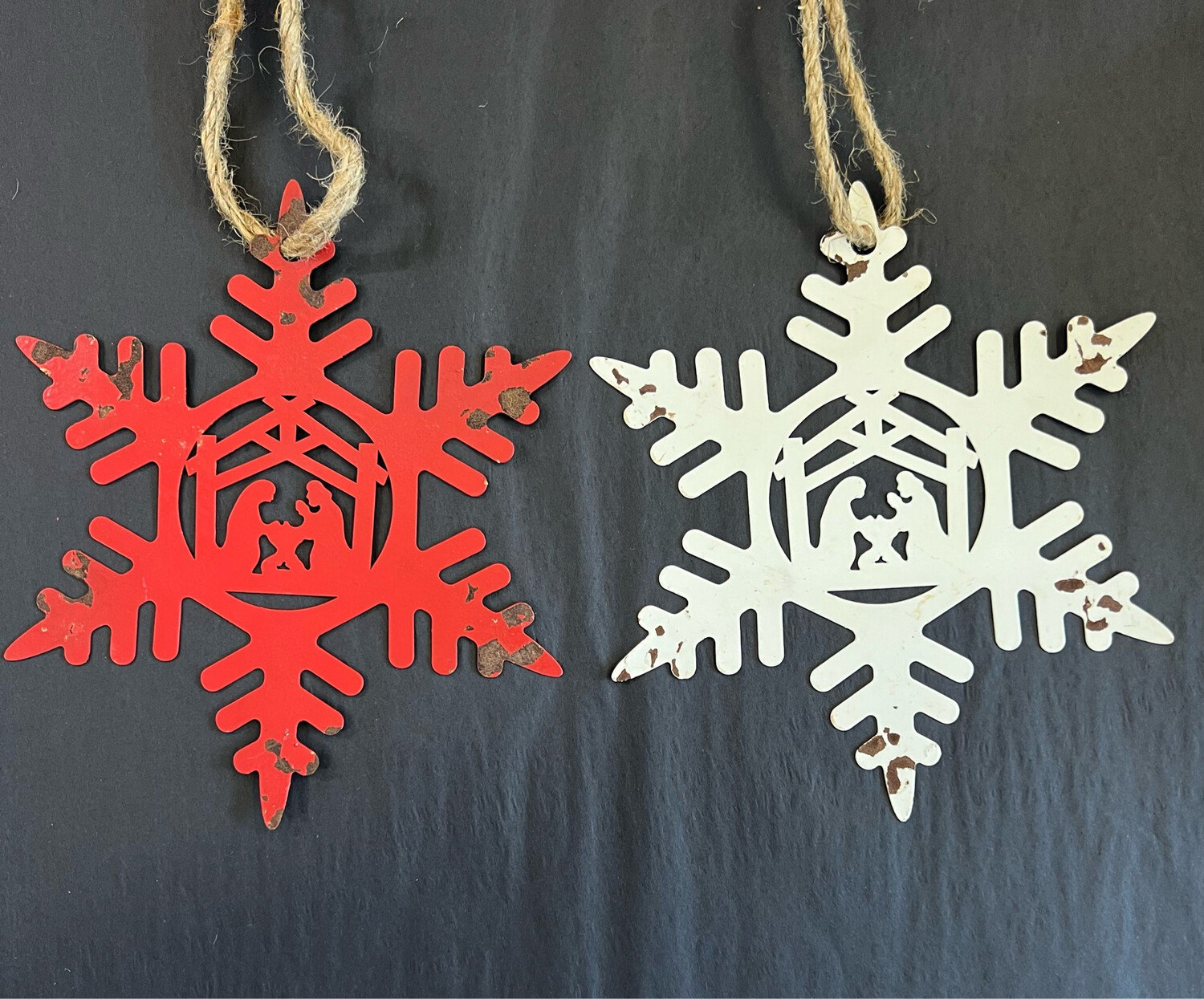 Manger Scene Iron Snowflakes