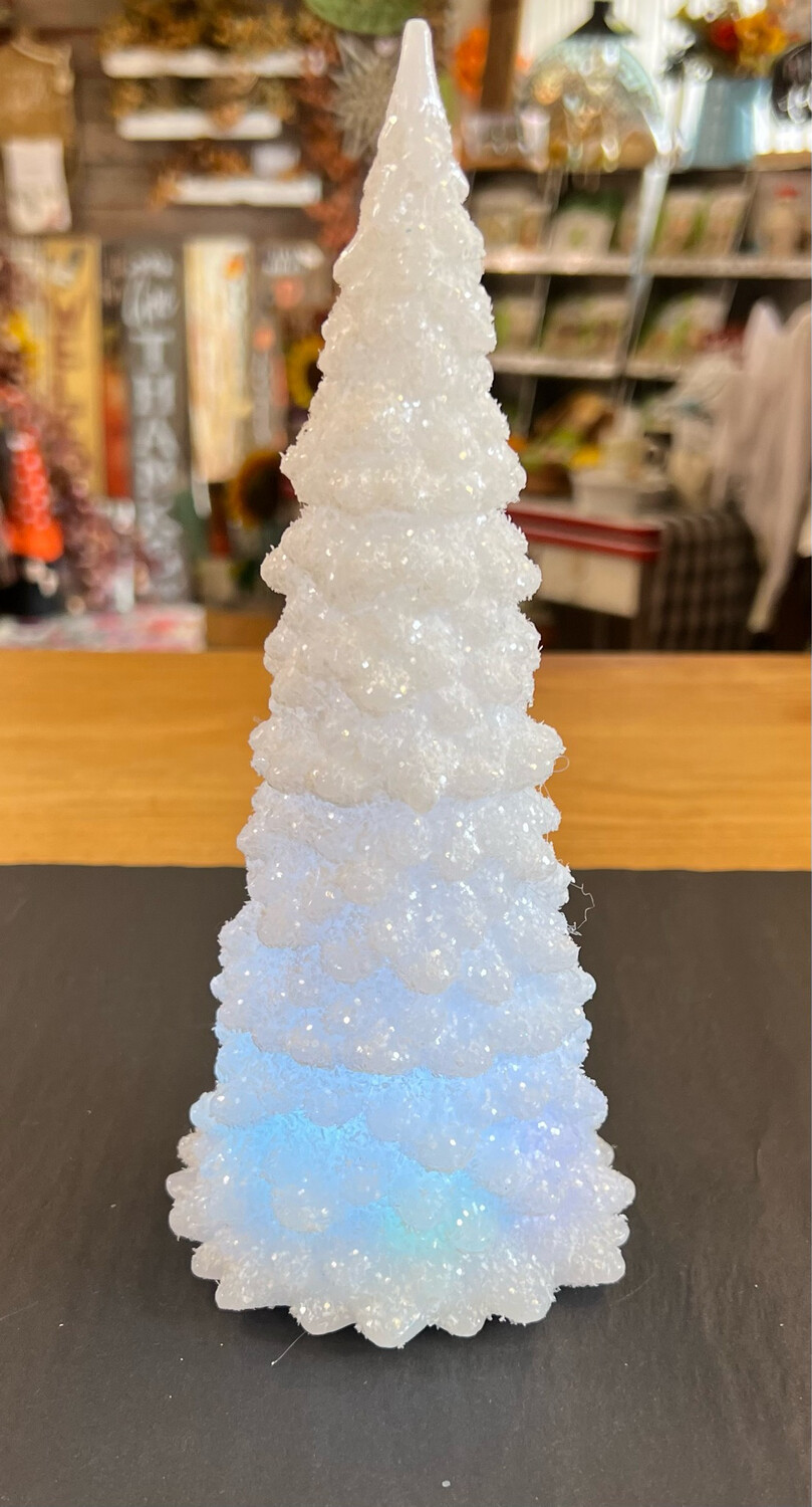 9" LED White Glitter Tree