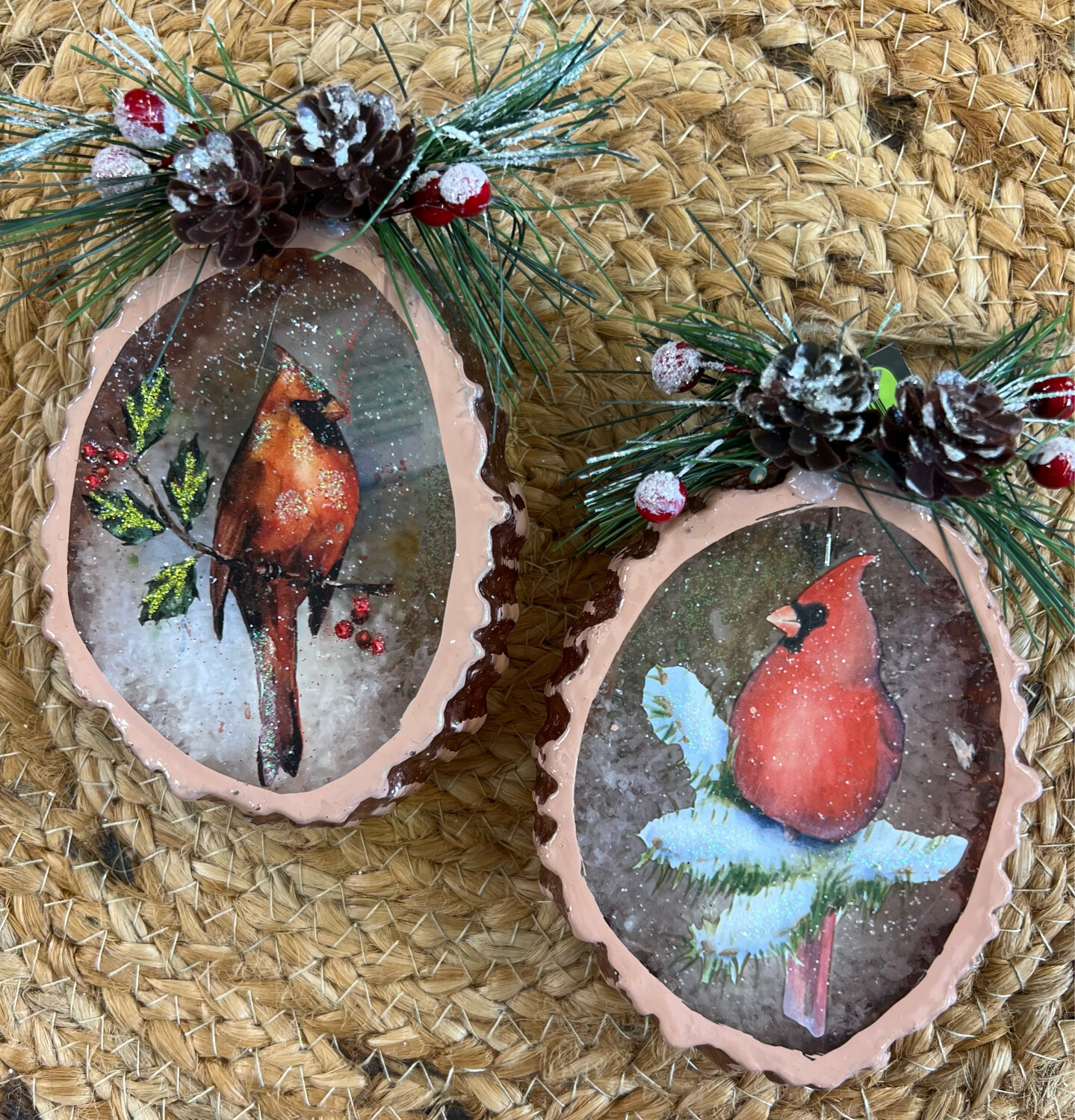 Glass Cardinal Ornaments