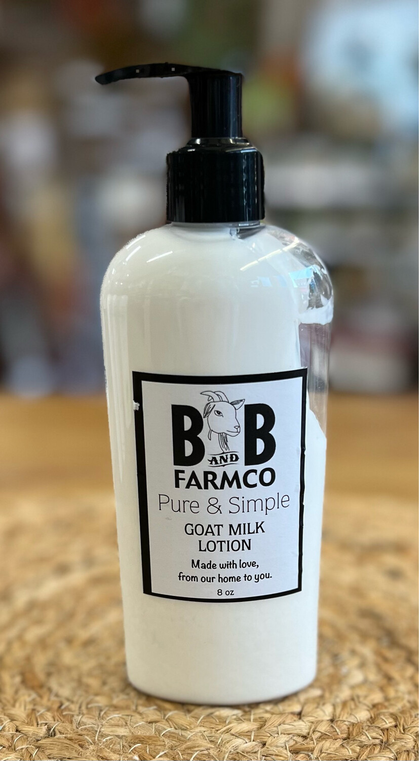 B&B Goats Milk Lotion- Pure & Simple - 8oz