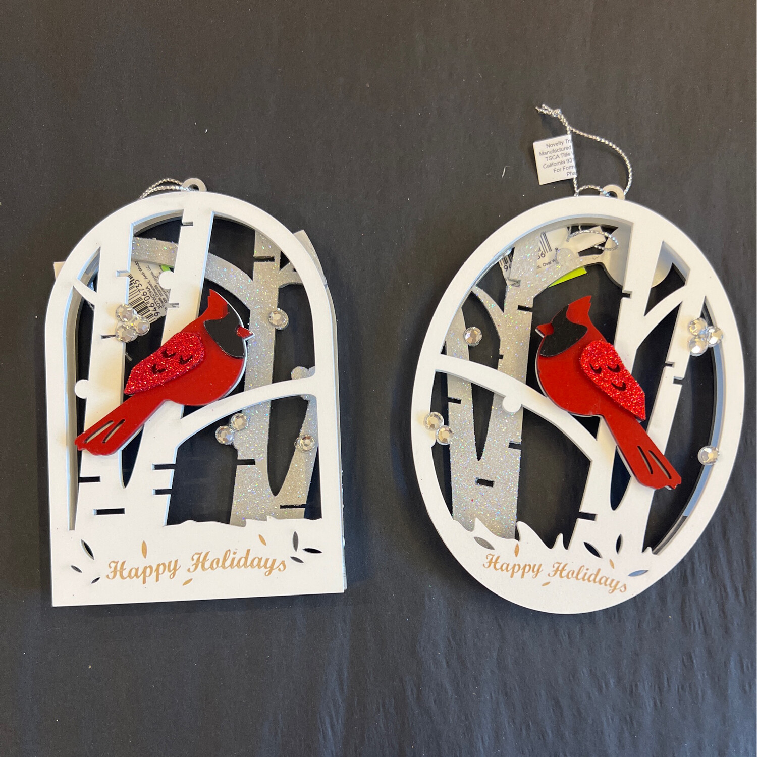 Laser Cardinal Ornaments