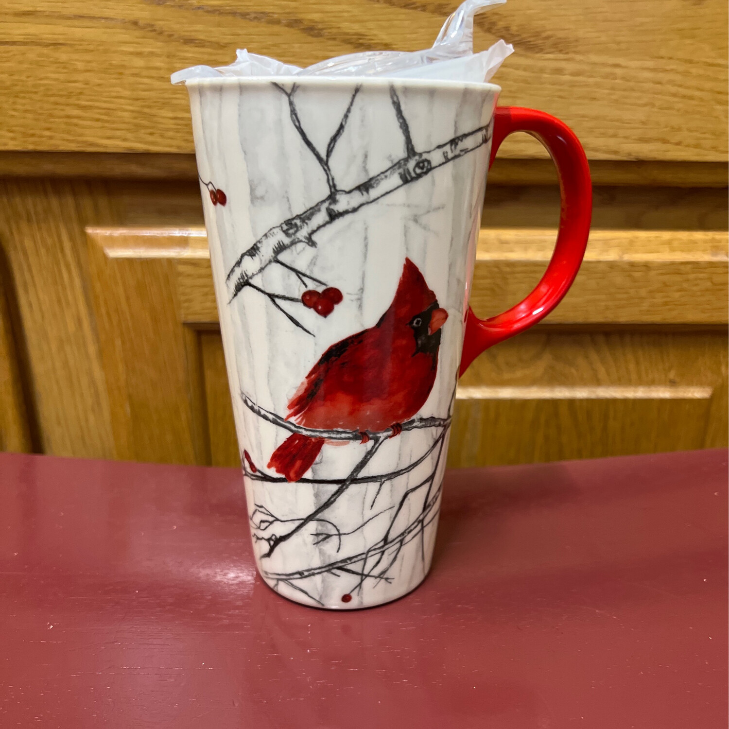 17oz Ceramic Cardinals Travel Mug