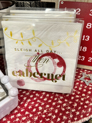 Sleigh All Day, Then Cabernet Cocktail Napkins Sleigh All Day, Then Cabernet Cocktail Napkins