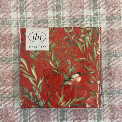 Winter Greens Red Cocktail Napkin Winter Greens Red Cocktail Napkin