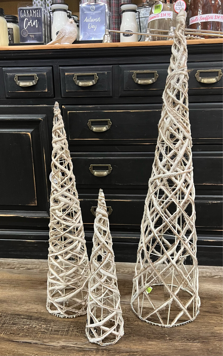 Gold &amp; White Woven Trees