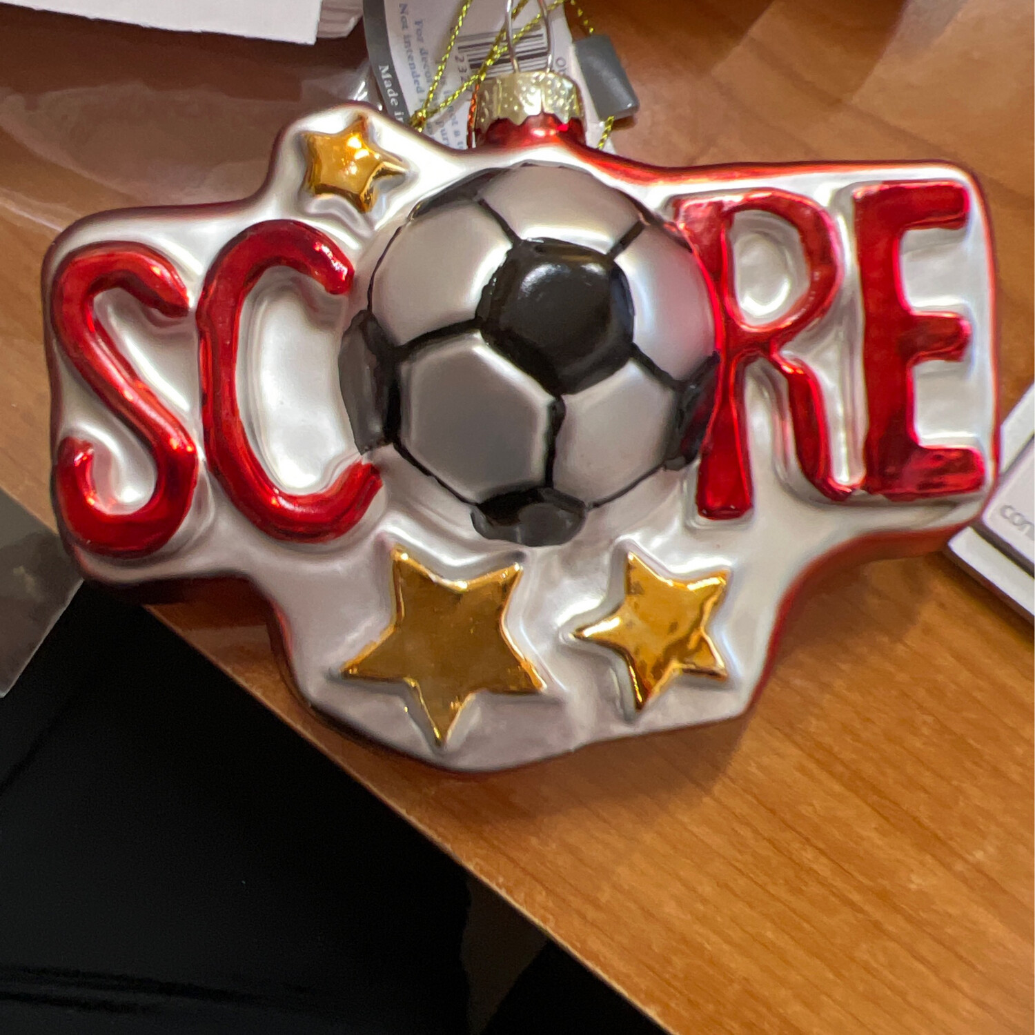 Glass Soccer Ornament