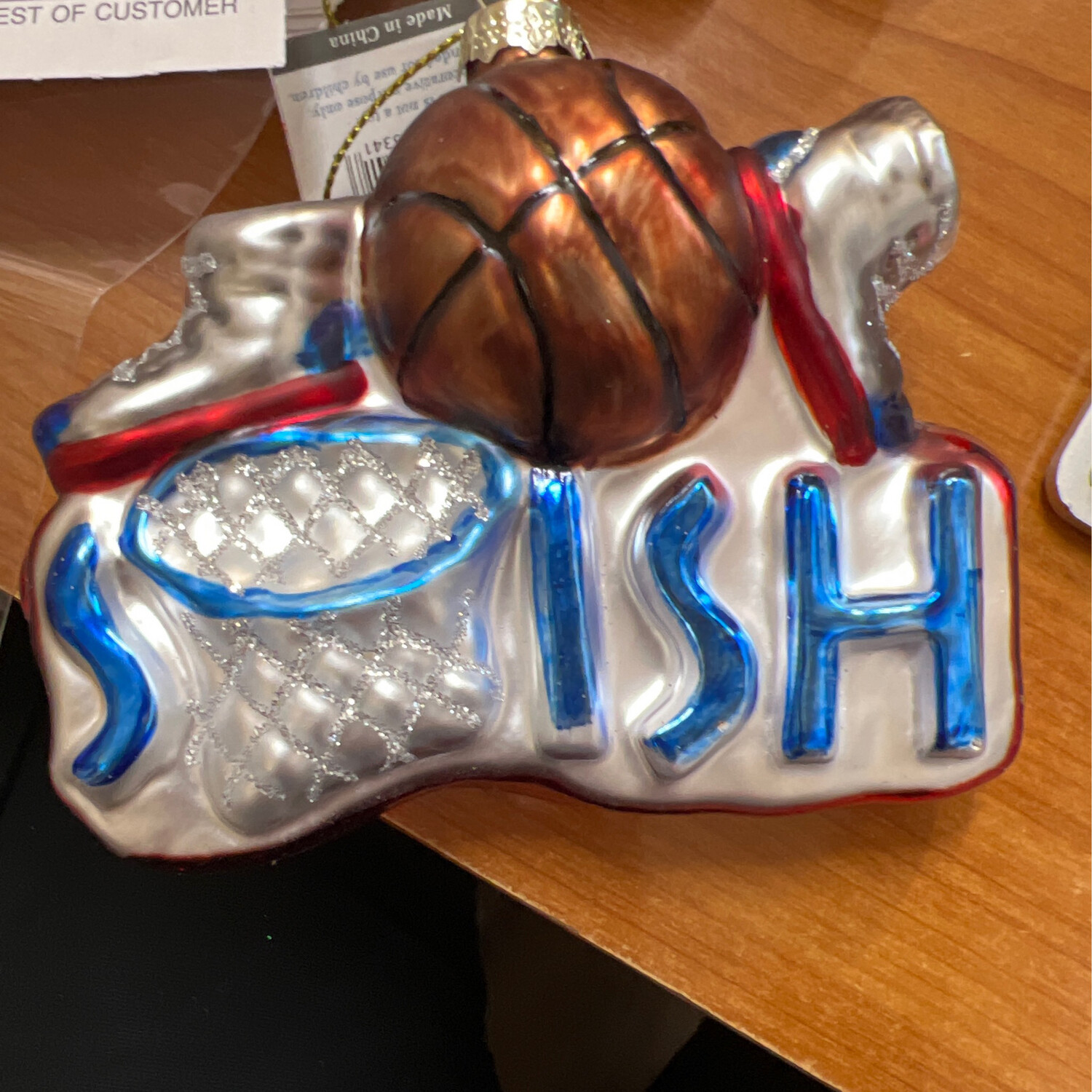 Swish Glass Basketball Ornament