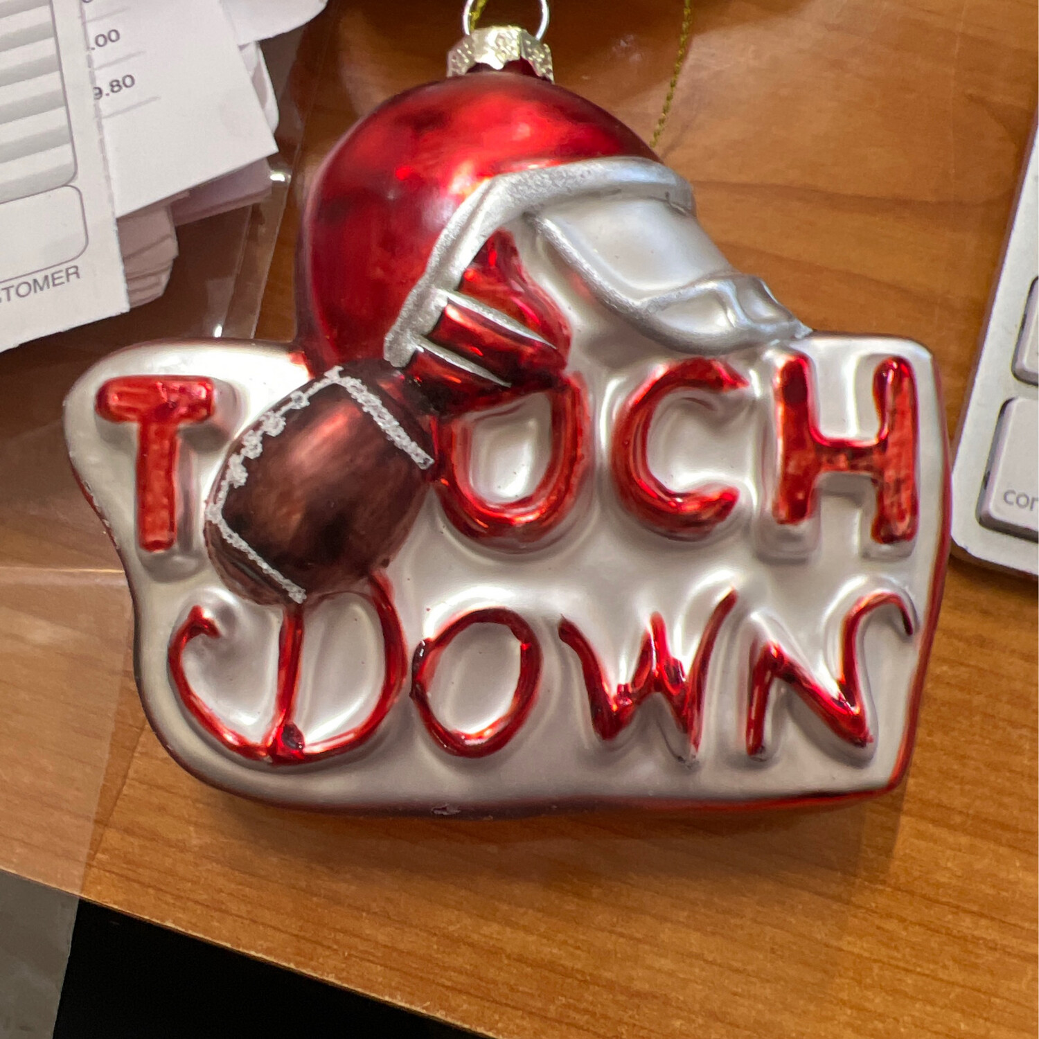 Touch Down Glass Ornament