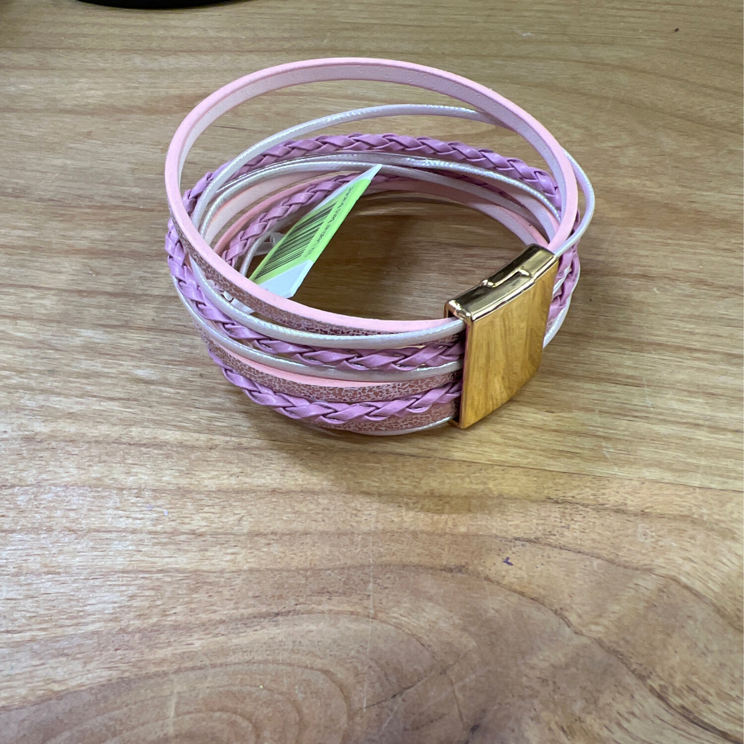 Pink Leather Band Bracelet