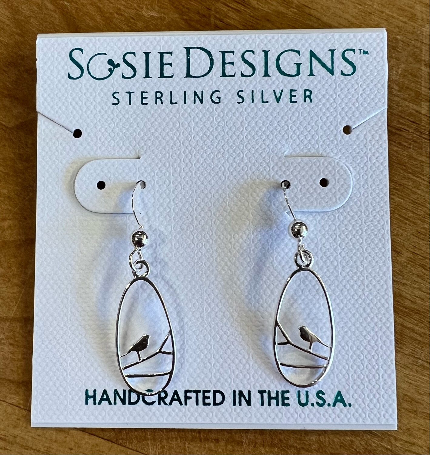 Sterling Silver Bird Oval Earrings