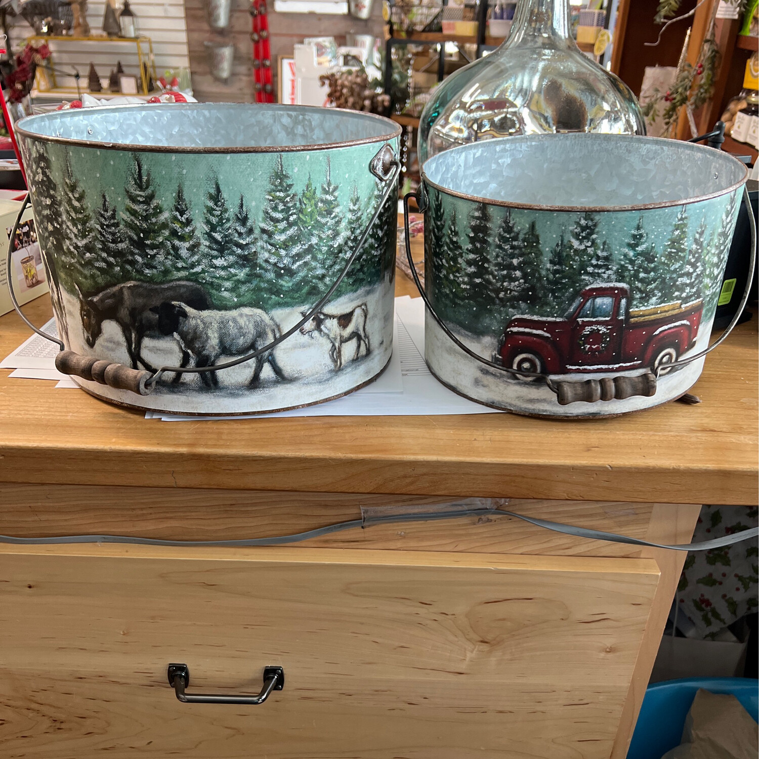 Farm Christmas Buckets