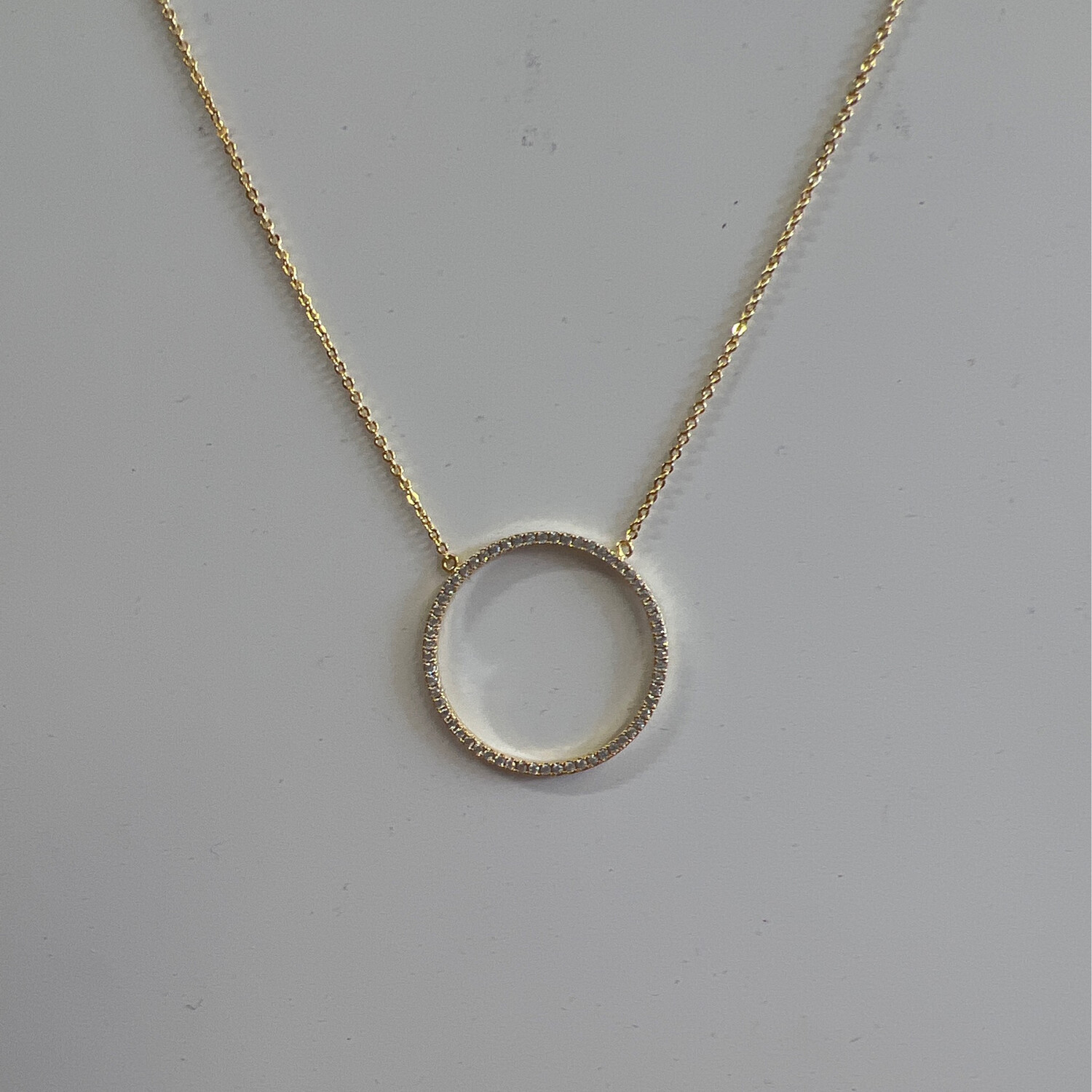 Pave Gold Circle Necklace