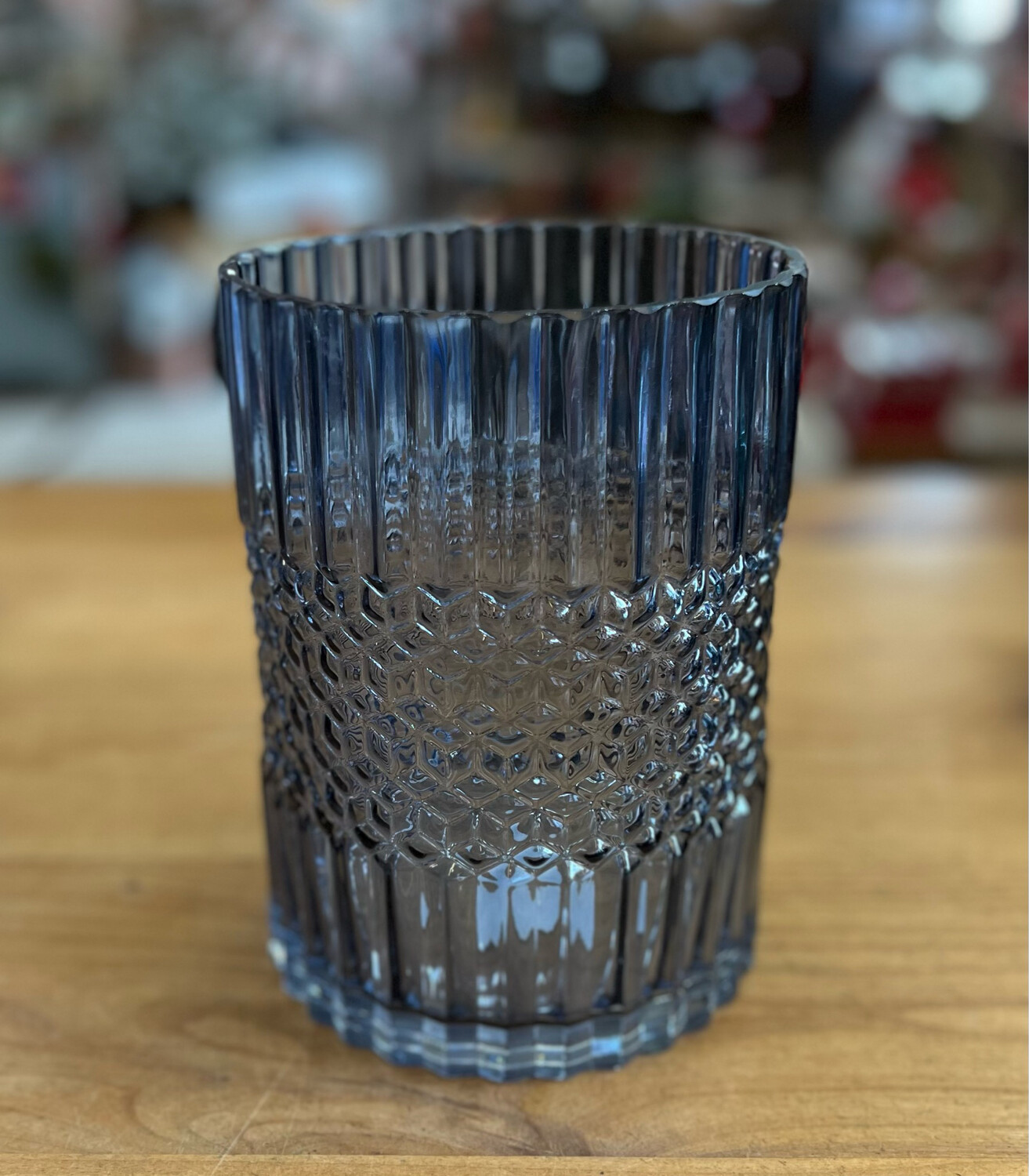 6" x 8" Blue Glass Vase