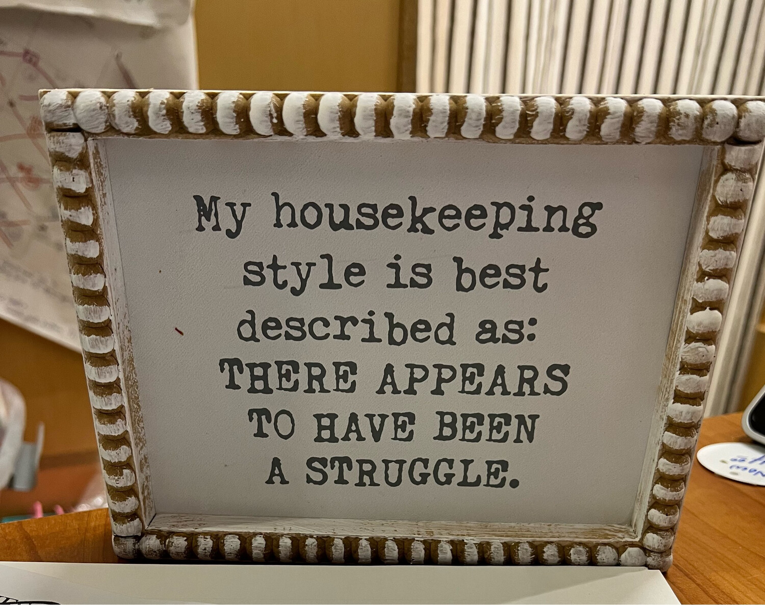 Housekeeping Beaded Box Sign